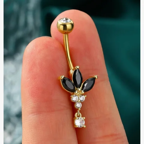 Belly Ring black lotus