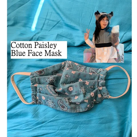 COTTON PAISELY BLUE FACE MASK