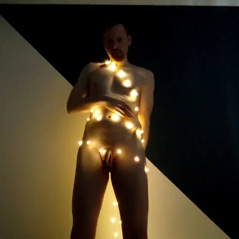 String Light Teasing and Showing My Cock