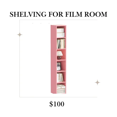 Pink Shelving for my film room!