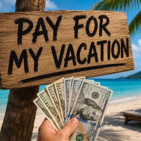Pay For My Vacation Custom Digital Fan Sign