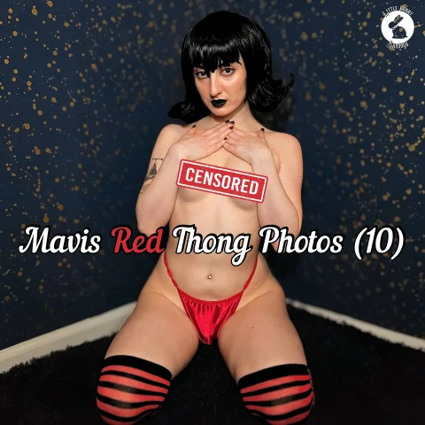 Mavis Cosplay Red Satin Thong Photo Collection