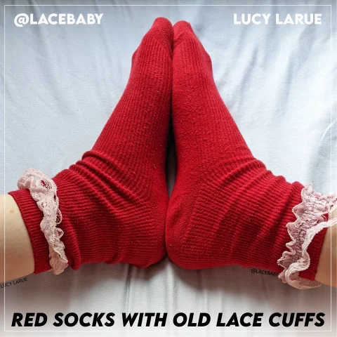 Red Socks With Lace Cuffs