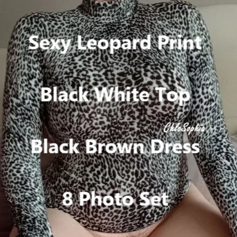Sexy Leopard Print 4 x Black Top... 4 x Brown Black Dress! Tits, Pussy and Ass 8 photo set