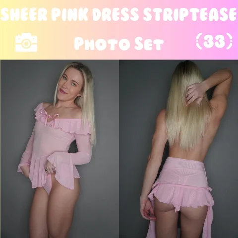 Sheer Pink Dress Striptease Photo Set