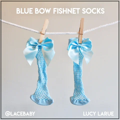 Blue Bow Fishnet Socks