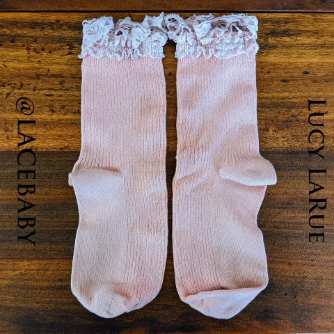 Pink Socks with Old Lace Cuffs