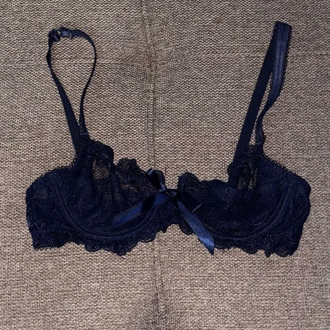 Sexy Navy Blue Bow Bra