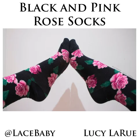 Black and Pink Rose Socks