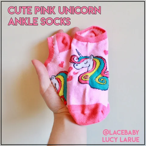 Cute Pink Unicorn Ankle Socks