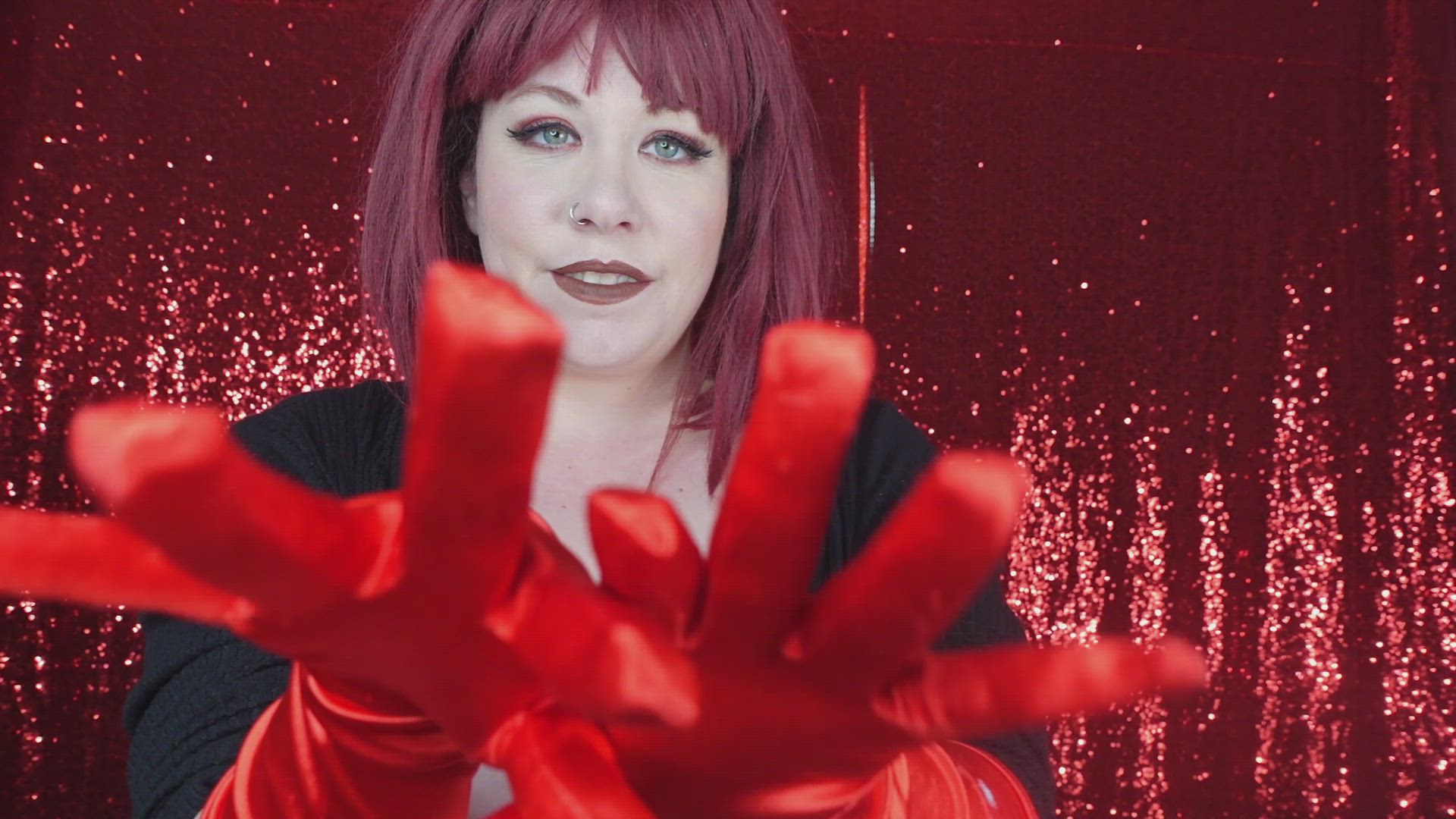 POV Gets Tickles for Valentines Day until Orgasm in Red Satin Gloves from GF
