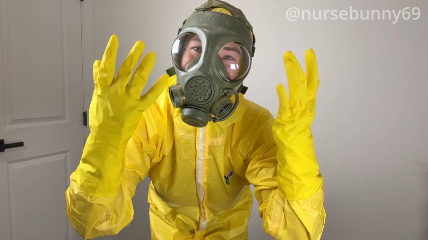 Trying On My Yellow Hazmat Suit With C4 Gas Mask And Rubber Gloves 4k