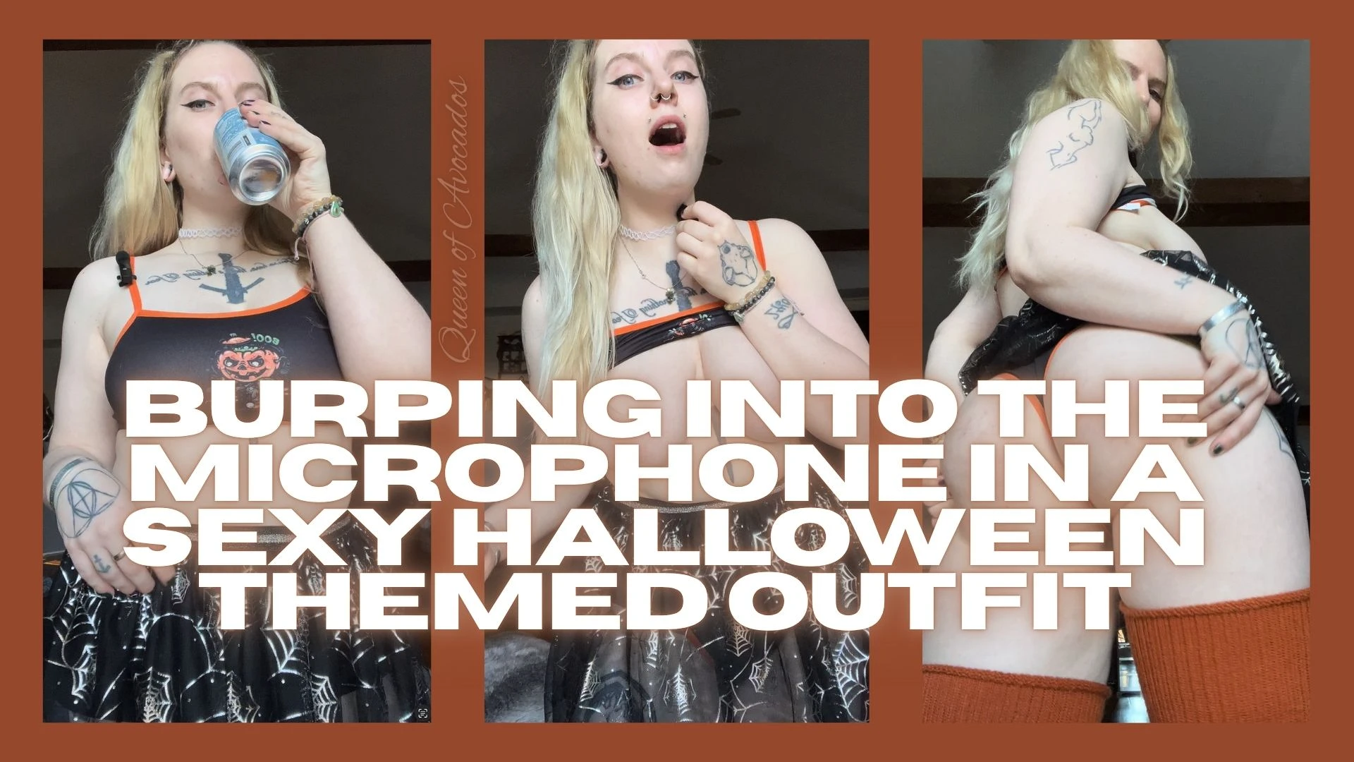 Halloween Mic Burps - Burping Into the Mic in a Sexy Halloween Outfit