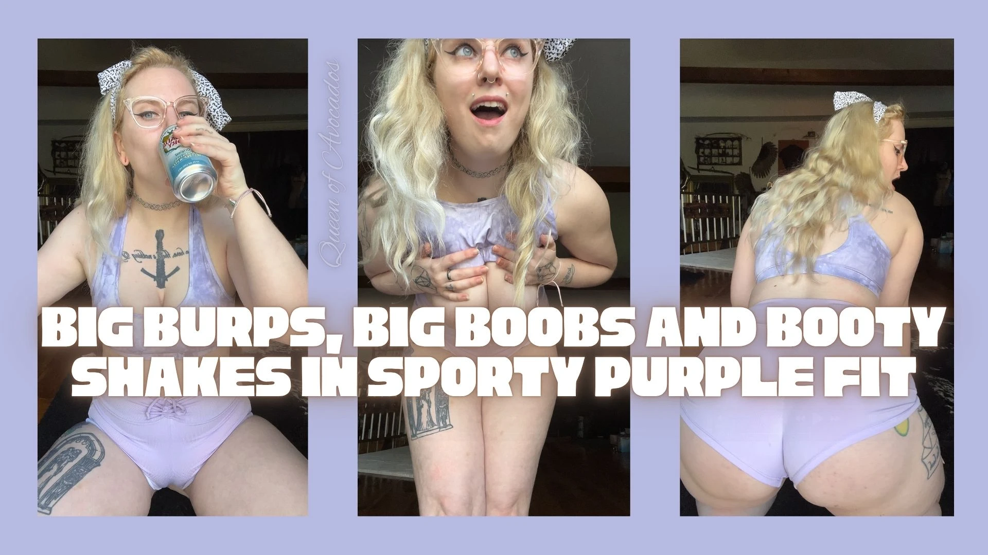 Big Burps, Big Boobs and Booty Shakes in Sporty Purple Fit