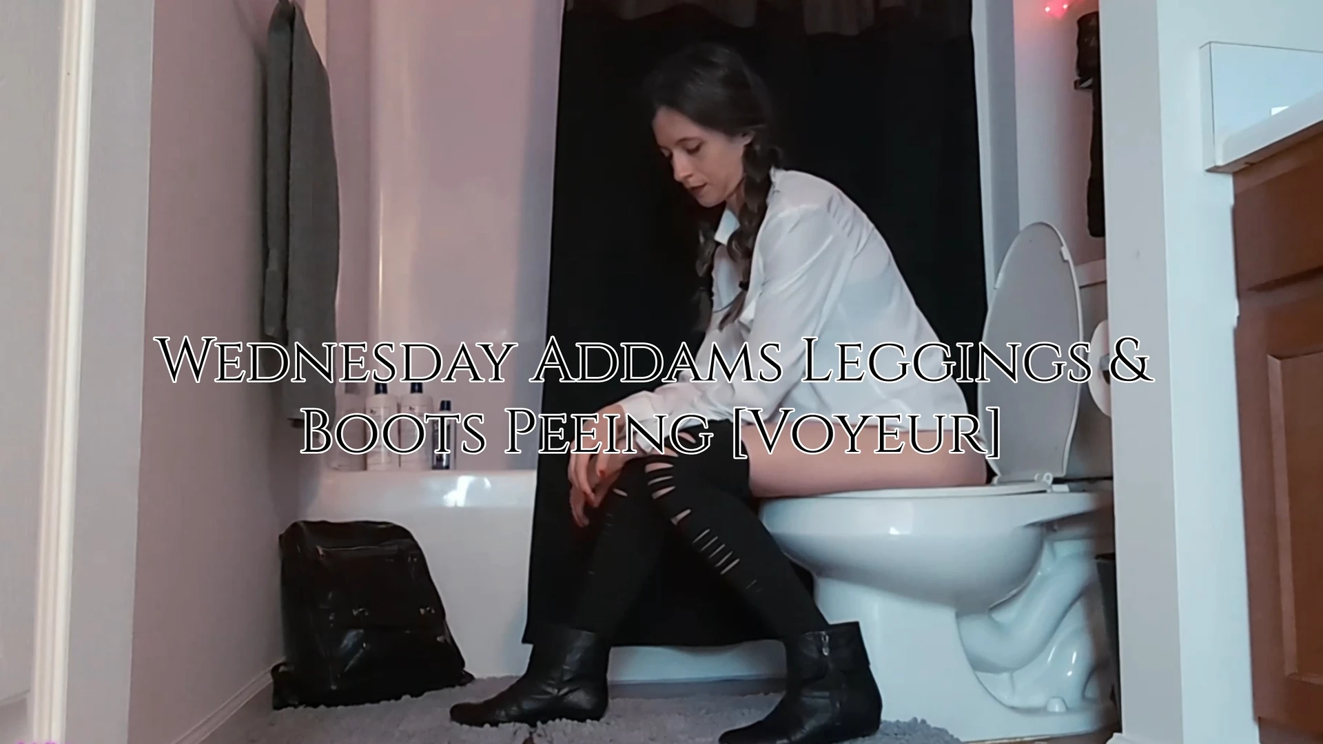Wednesday Addams Leggings & Boots Peeing [Voyeur]