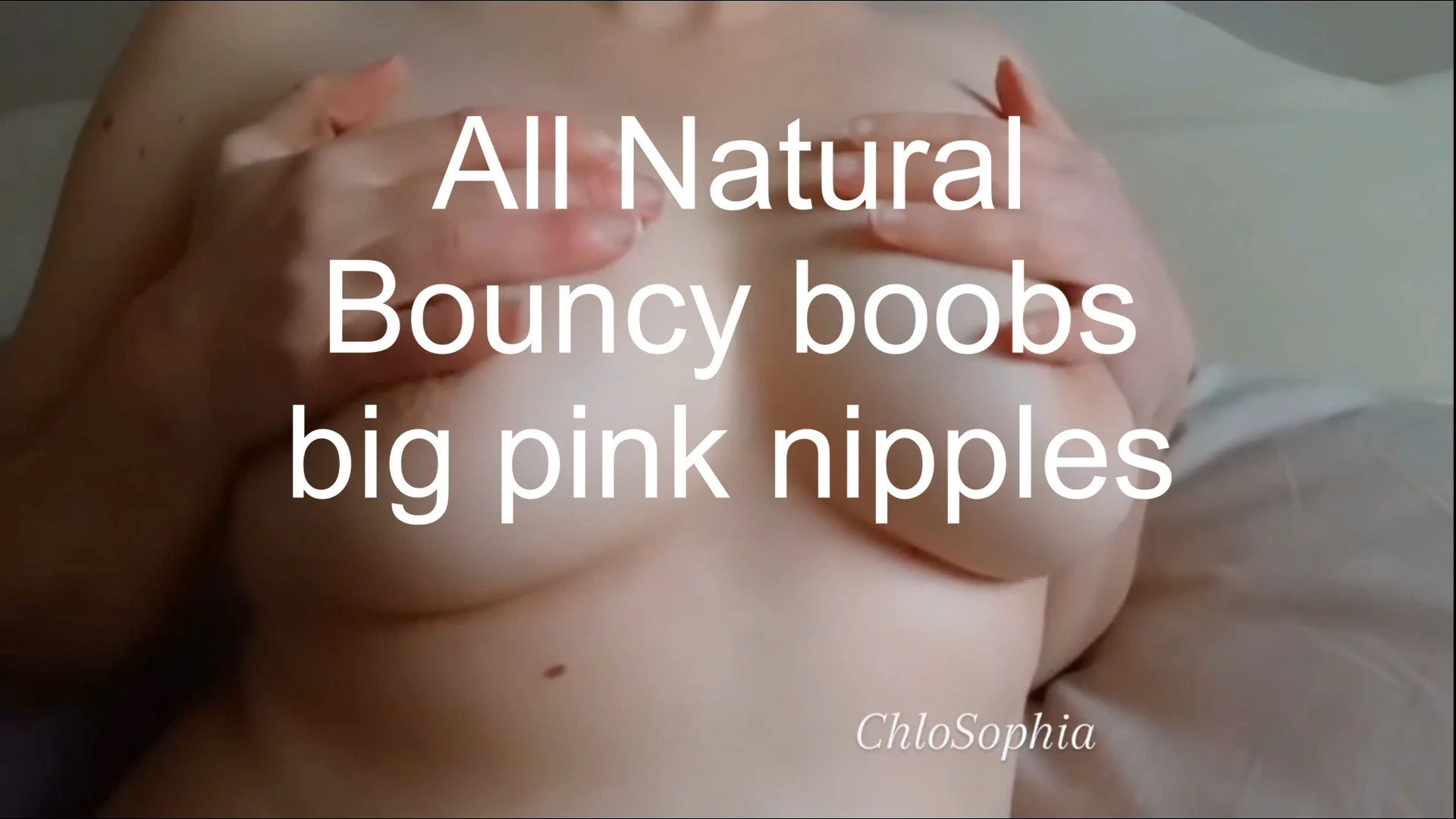 All natural bouncy boobs with big pink nipples