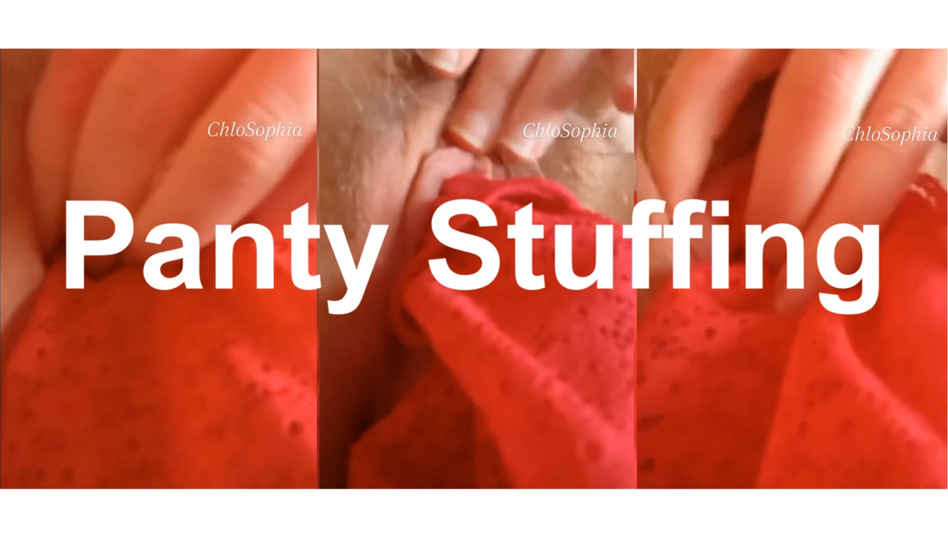 Panty Stuffing ~ red lace knickers inside my juicy little pussy