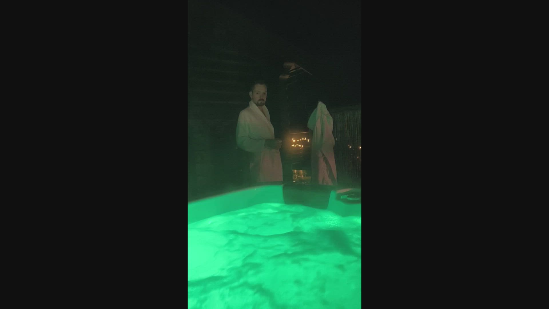 Getting into a hot tub