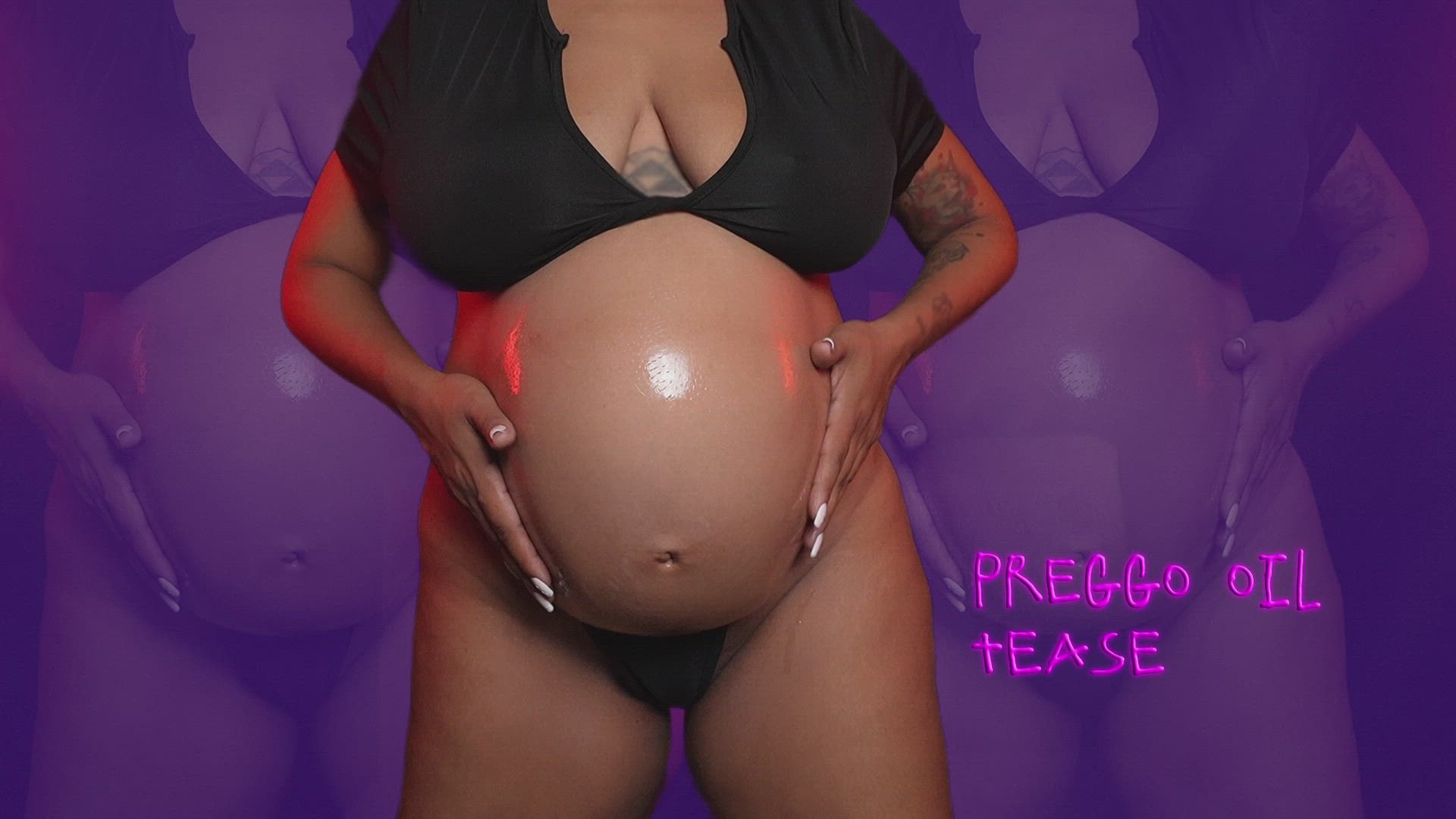 Preggo oil tease