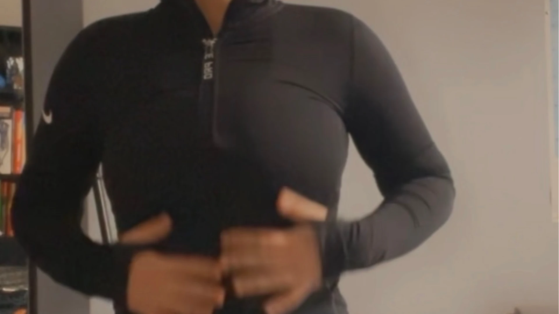 gym clothes strip tease with pussy play ending and face hehe