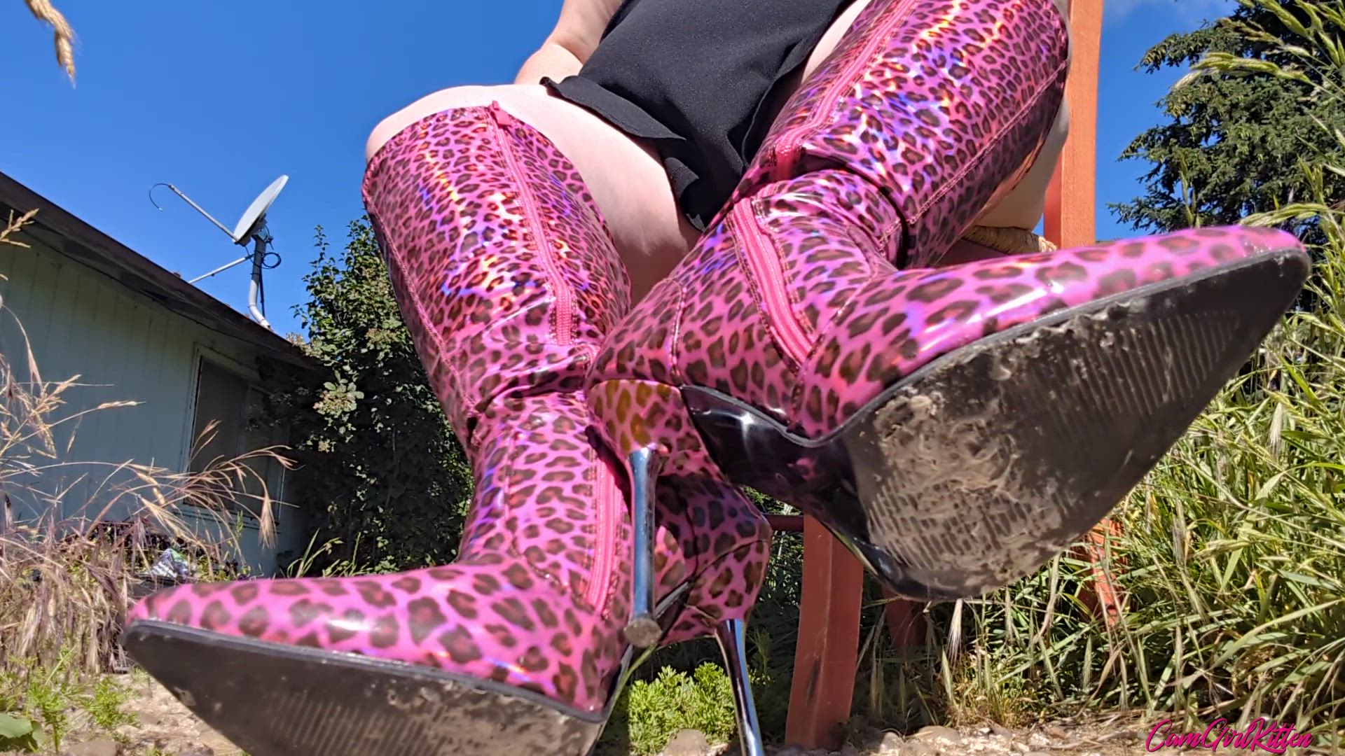 Pink Leopard Holo Stiletto Boots 1