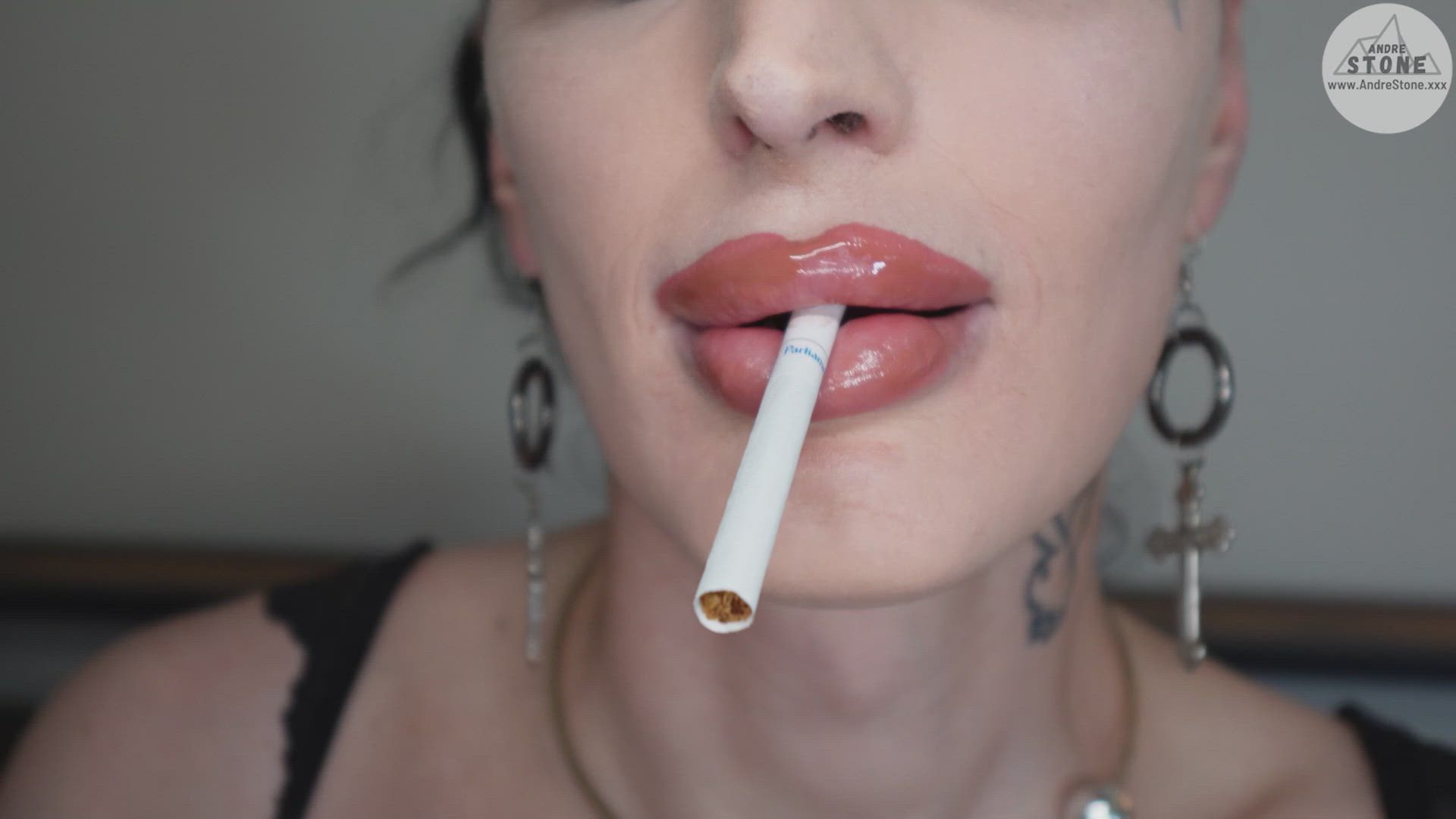 Trans Beauty Allysa Etain Smokes Cigarette While Taking Cock