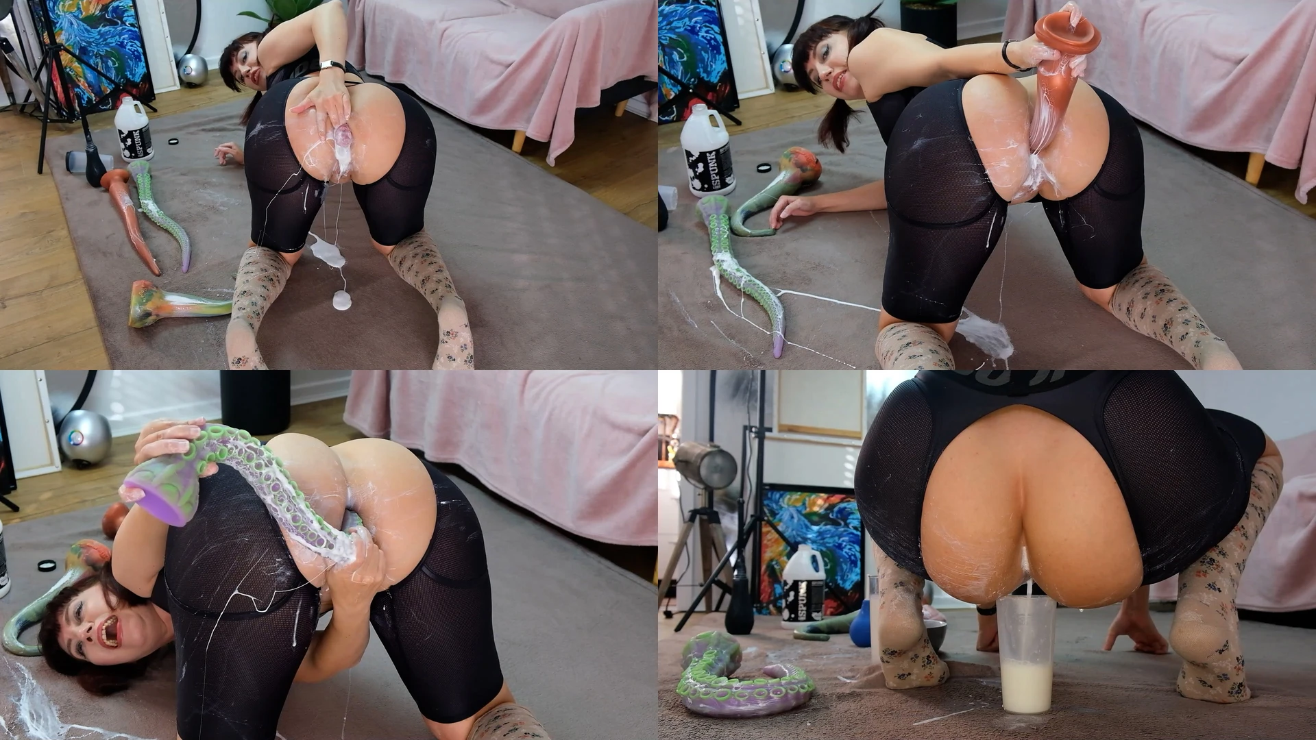 Deep anal workout and a protein shake