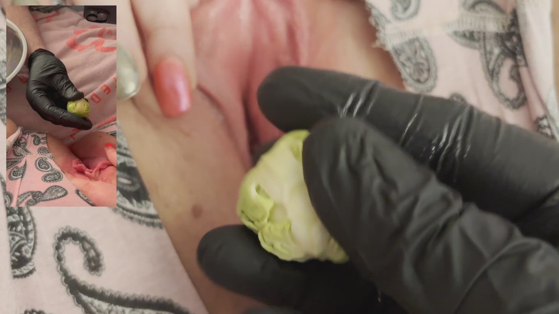 Stuntcock stuffs my pussy full with Brussel sprouts