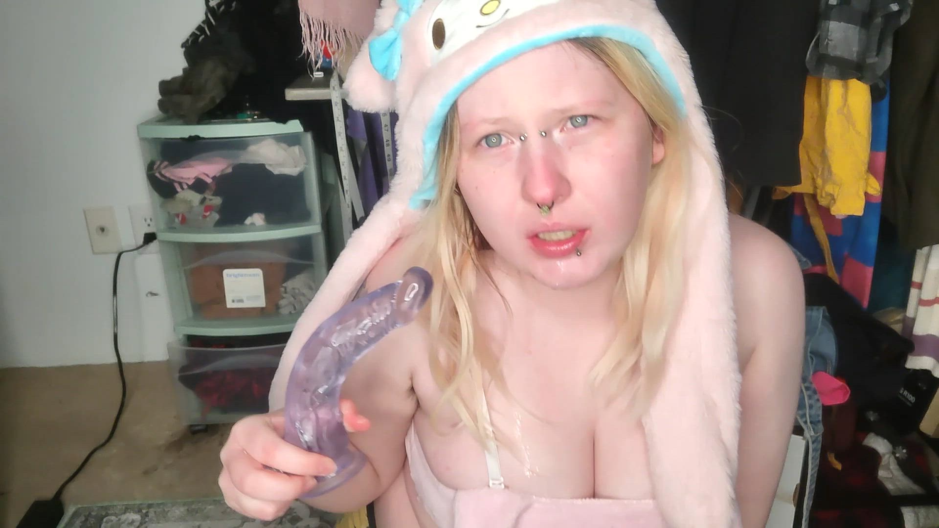 Cutesy Slut Fucks Throat and Titty Fucks Themself