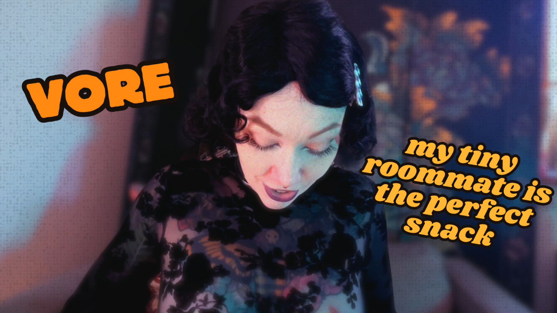 Goth Giantess consumes her shrunken roommate as a delicious snack - VORE GIANT SHRINKING FETISH POV