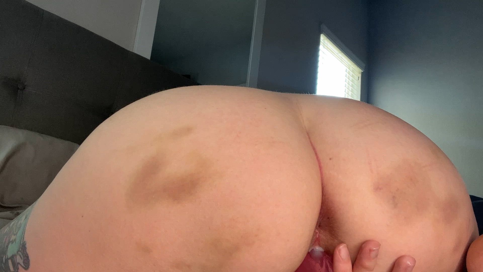 MILF Bruised From BDSM and Bouncing On An 8 Inch Dildo